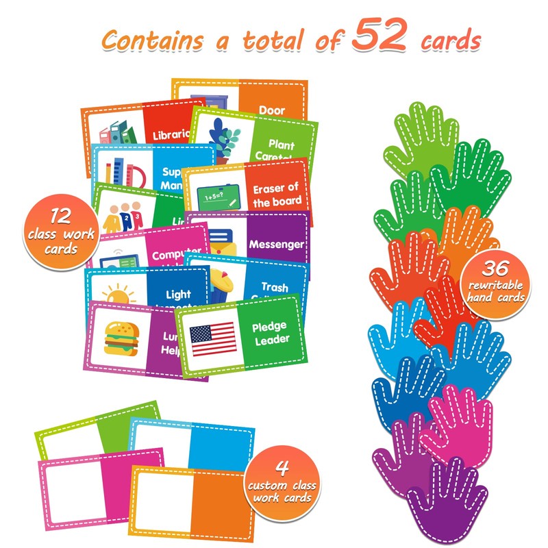 ABCxGOOD Helping Hands Pocket Chart,Classroom Jobs and Management Pocket Chart,