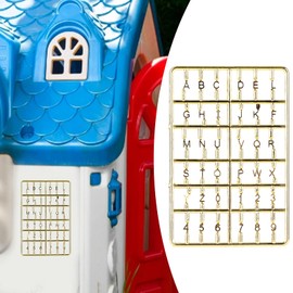 Doll House Letters Numbers, 1/12 Miniature Front Door Furniture Numbers Door Accessory(Gold)
