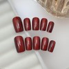 Wine Red Press on Nails Short Square Fake Nails with