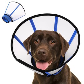 KOESON Dog Cone Collar, Soft Cones for Large Dogs, Professional Large Dog Surgery Recovery Cone with Adjustable Hook & Loop, Comfortable Pet Elizabethan Collars to Stop Licking, Blue L