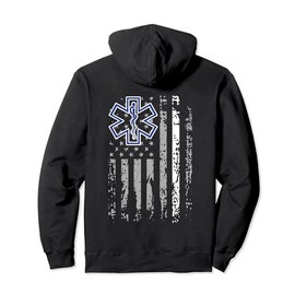 Thin White Line Hoodie EMS EMT Paramedic American Flag Gift Pullover Hoodie