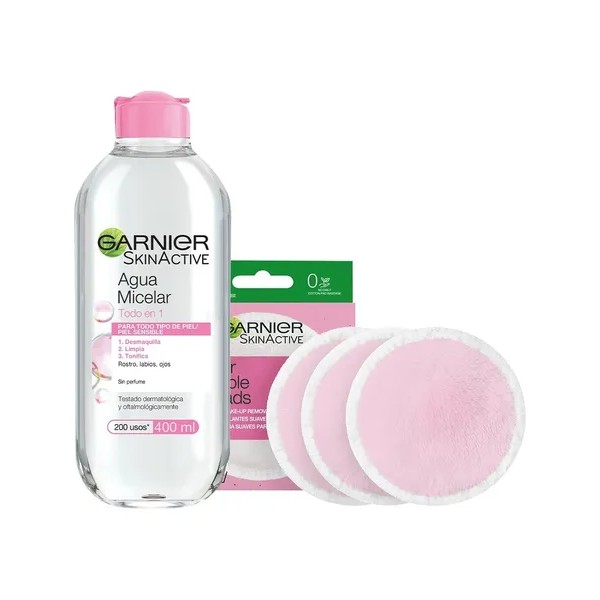 Kit Garnier Agua Micelar 400ml +3 Ecopads Reutilizables