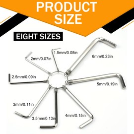 MOLZINY 8pcs Allen Key Set Bicycle Mini Hex Key Hex Key 1.5 mm to 6 mm Allen Key Set Durable Alloy Steel Allen Key for Furniture Assembly