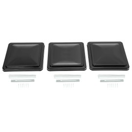 Kojem 14" Roof Vent Cover Compatible with Ventline Previous to 2008 & Elixir Vents starting 1994 Replacement RV Vent Lid Roof Part Kit Black - 3Pcs