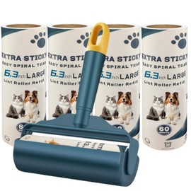 Bryzant Large Lint Rollers 6.3 inches Pet Extra Sticky Roller with 5 Refills/300 Sheets for Cat and Dog Hair Removal Clothes Carpet Couch Floor Remove dust(5)