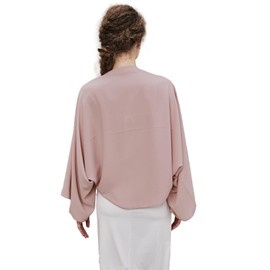 BEAUZSUZSANA Women Chiffon Shawls and Warps for Evening Dresses Chiffon Cardigan Irregular Shape Double Sleeve Design (Blush Pink)