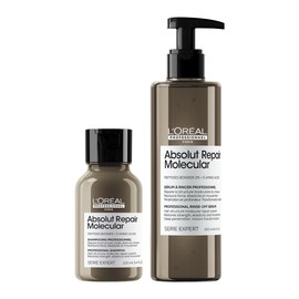 L'Oréal Professionnel Rinse-Off Serum with Free Travel Size Shampoo for Structure-Damaged Hair, Deep Repair with Peptide Bonders & Amino Acids, Expert Series, Absolut Repair Molecular