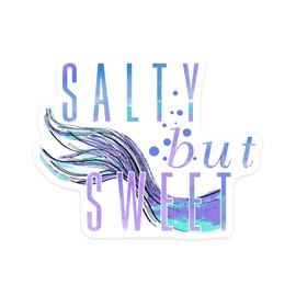 Die Cut Sticker Salty but Sweet, Mermaid Tale, Contour Vinyl Sticker 1 to 3 inches (Waterproof Decal for Cars, Water Bottles, Laptops, Coolers), Small