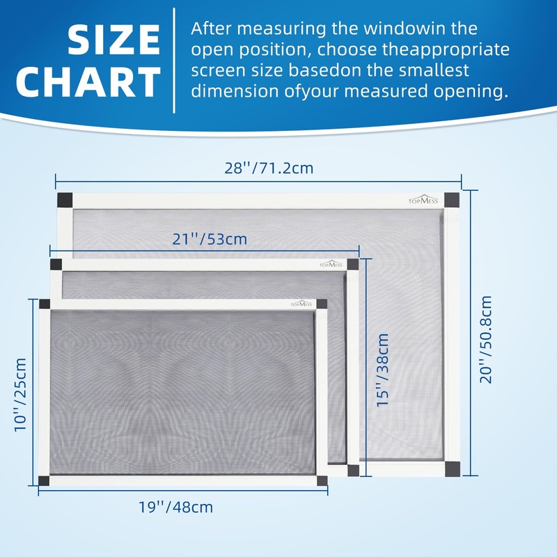 Topmess Expandable Adjustable Window Screen, 304 Stainless Steel mesh Window