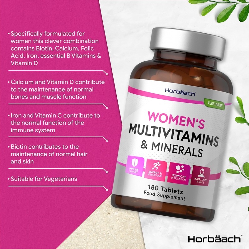 Womens Multivitamins and Minerals | with Iron, Calcium, Biotin, Folic