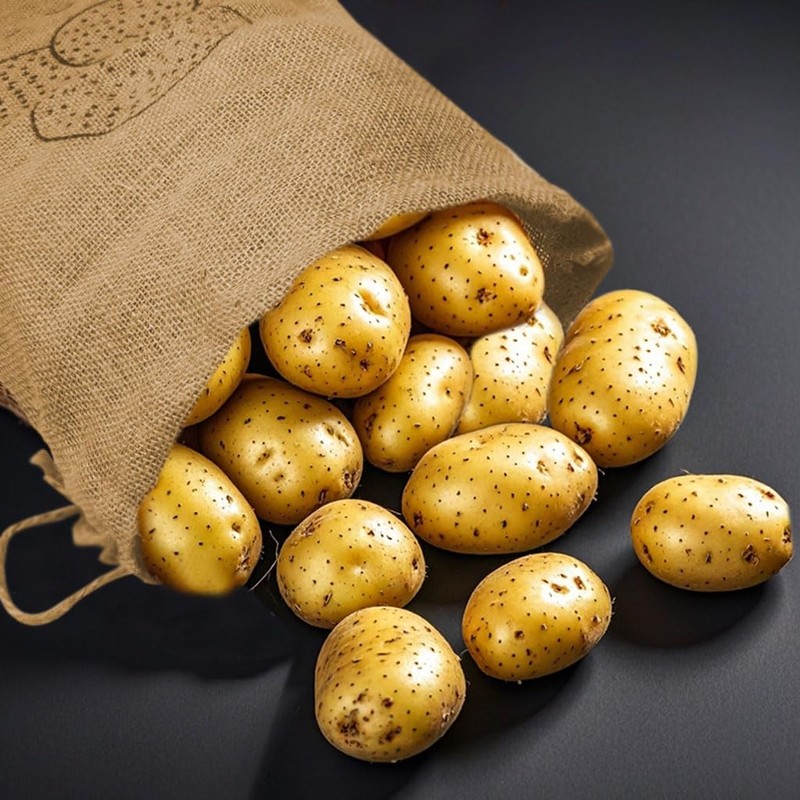 Burlap potato storage,Reusable Storage Sack with Drawstring,Reusable Produce Bags Keeper