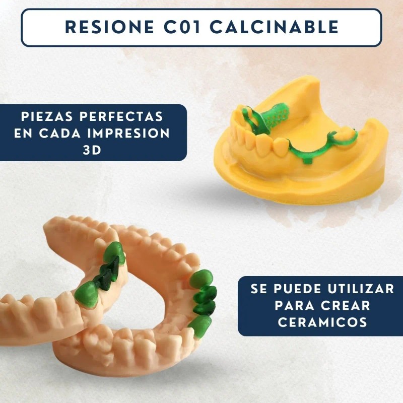 Impresora 3d Resina Dental Calcinable Resione C01 1 Kilo
