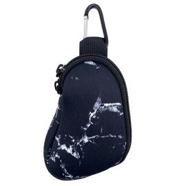 CHJCKOO Neoprene Asthma Inhaler Holder, Protective Portable Travel Handy Holster, Lightweight Carrying Case with Carabiner Clip, Inhaler Not Included (Marble Black)