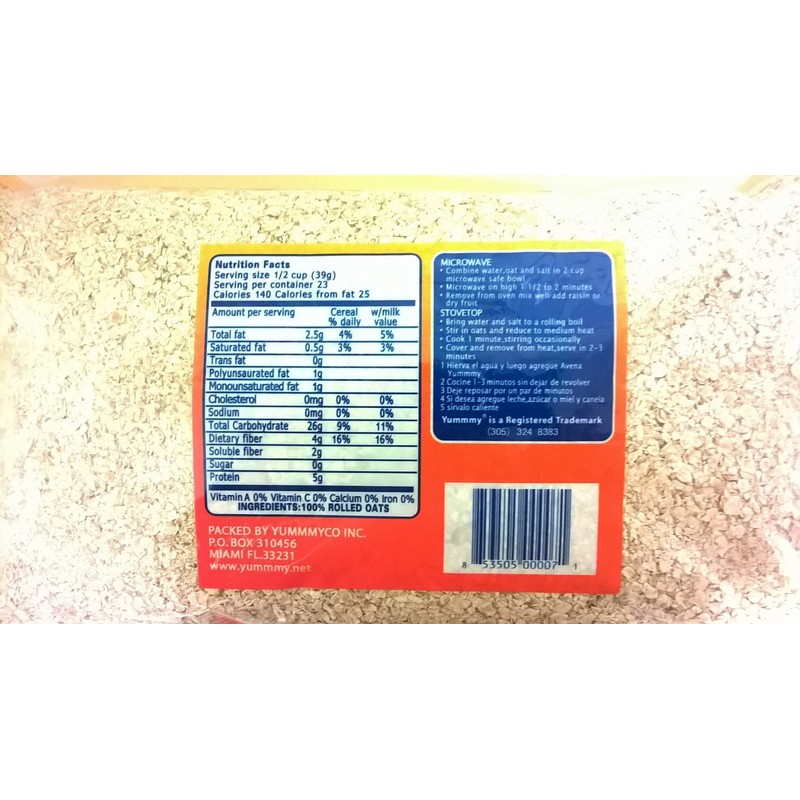 Yummmy Quick Cooking Oatmeal, 2 Lb (32 Oz), Kosher Certified,
