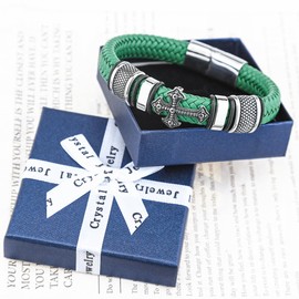 Mochity Men's Leather Bracelet, Stainless Steel Cross Bracelet, Viking Jewellery, Leather Bracelet, Gifts for Men, Stainless Steel, Stainless steel, leather