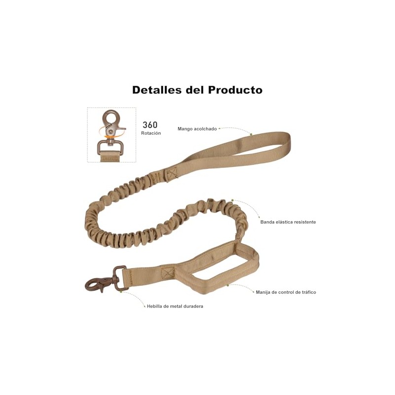Collar para Perro Táctico Resistente y Ajustable con Correa Táctica