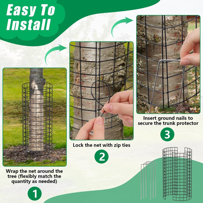UQM Tree Trunk Protector, 24 Pcs Metal Tree Guards Trunk
