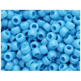 BeadTin Our Lady's Blue Opaque 9mm Barrel Plastic Pony Beads (500pcs)
