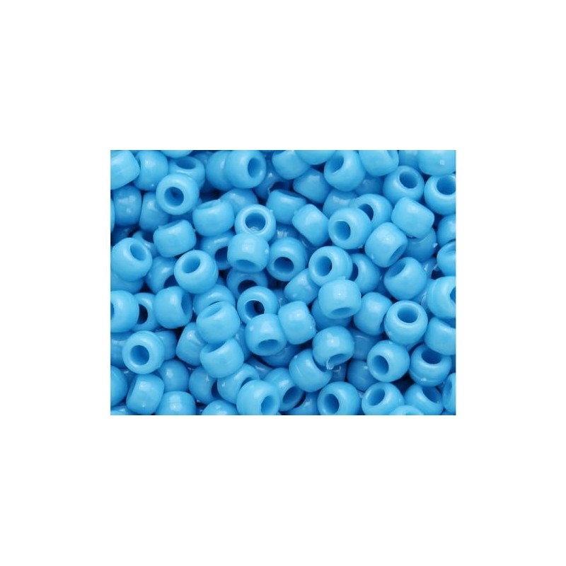 BeadTin Our Lady's Blue Opaque 9mm Barrel Plastic Pony Beads