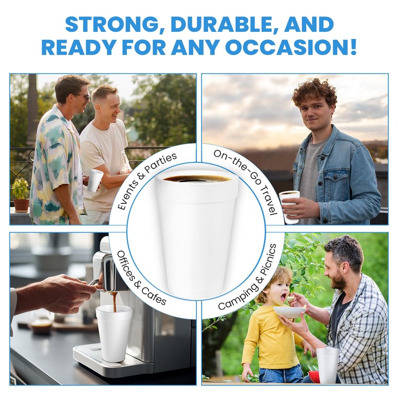 StockHomery 10 Oz Foam Cups Lightweight Insulated Foam Cups for