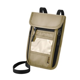 Travel Neck Wallet with RFID Protection, Versatile Passport Wallet, Passport Holder Pouch for Men and Women with Neck Lanyard Strap (Upgraded Style, Khaki)