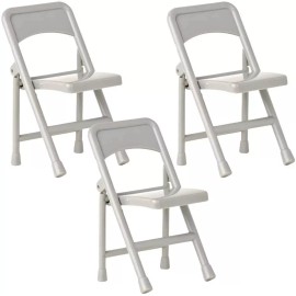 Figures Toy Company Set of 3 Gray Plastic Toy Folding Chairs for WWE & AEW Wrestling Action Figures