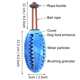 Hund Zahnbürsten Stick Ball für Hunde Welpen Zahnpflege,Blau Naturkautschuck Hundespielzeug Hundeball Zahnreinigungsspielzeug Kauspielzeug Leckerli Spender zum Kauen Befüllen Futter Hundebeschäftigung