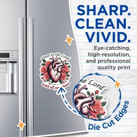 (2 Pack) Trust in The Lord Magnets - Bible Verse Magnets - Christian Inspirational Magnets - Religious Home Decor Magnets- 5" On Longest Side - for Fridges, Toolboxes, Cars - Made in USA - MAG2828