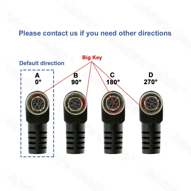 Alvin's Cables Hirose 6 Pin HRS HR10A-7P-6S Right Angle to