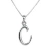 Sterling Silver Initial Charm Necklace, Letter C, 16" Chain