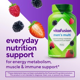 Vitafusion Adult Gummy Vitamin Supplement for Men, Berry Flavored, A, C, D, E, B6, B12, Daily, 120 Count, 60 Day Supply