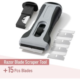 NoBrand Razor Blade Scraper, Scraper Set with 15 Extra Blades, Scraper with Built-in Bla