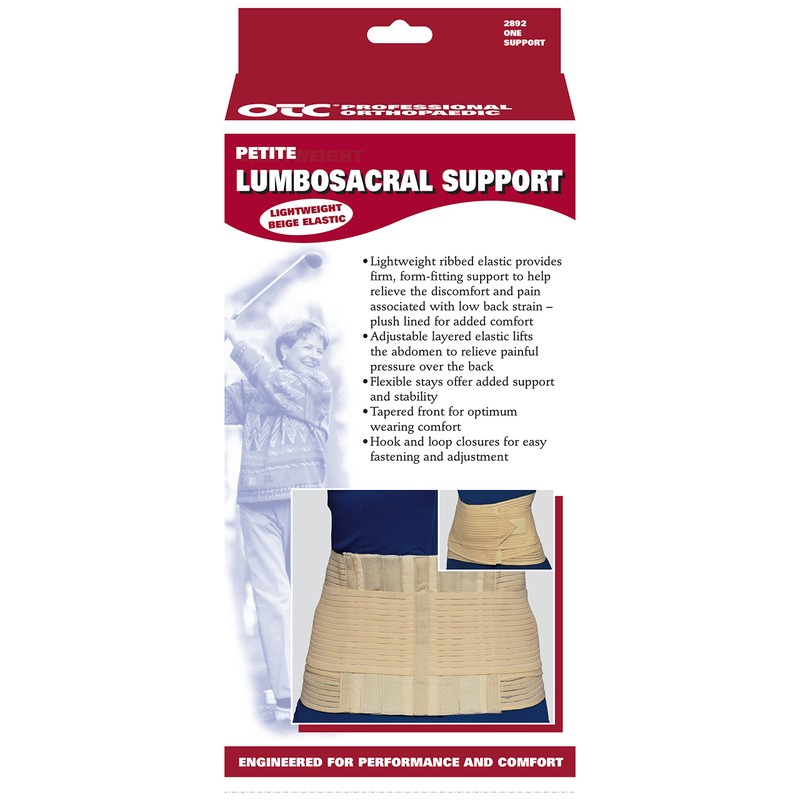 OTC Petite Lumbo-Sacral Support, Abdominal Uplift, 8-Inch Lower Back, Elastic