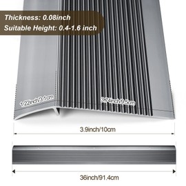 Heneymo Aluminum Floor Transition Strip, Door Thresholds Bridge The Height from 0.4″to 1.6″, for Wood, Tile, Carpet Laminate, Vinyl, Concrete, Size 36″×3.9″×0.35″ (Grey)