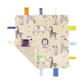 CREVENT Tag Security Blankets for Babies, Soft Small Loveys for Boys, Baby Comforter Sensory Blanket, Great Gifts for Birthday Baby Shower (10"X10" Zoo)
