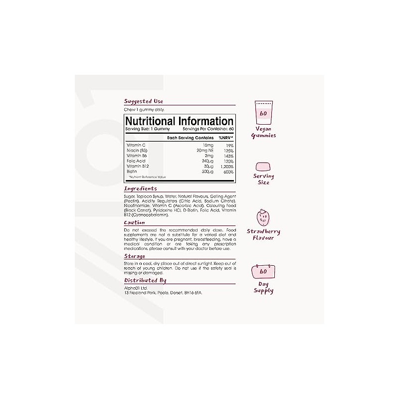 B Complex Gummies - Potent Formula Contains 5 Essential B