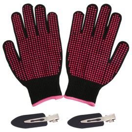 1 Paar Hitzehandschuh Lockenstab Hitzeschutz Handschuh Hitzebeständige Handschuhe Hitzeschutzhandschuhe für Haarstyling für Alle Arten von Haarwerkzeugen mit Schwarze Nahtlose Haarspangen