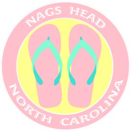 Athena Brands Flip Flops Nags Head North Carolina - Car Truck Window Bumper Sticker Decal - Surf Shack Pink