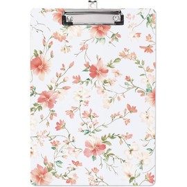 craspire Spring Flower Acrylic Clipboard Letter Size A4 8.6 x 12 Inch Floral Pattern Writing Board Rectangular Plants Writing Instrument Decorative Clipboards for Office Supplies School Students