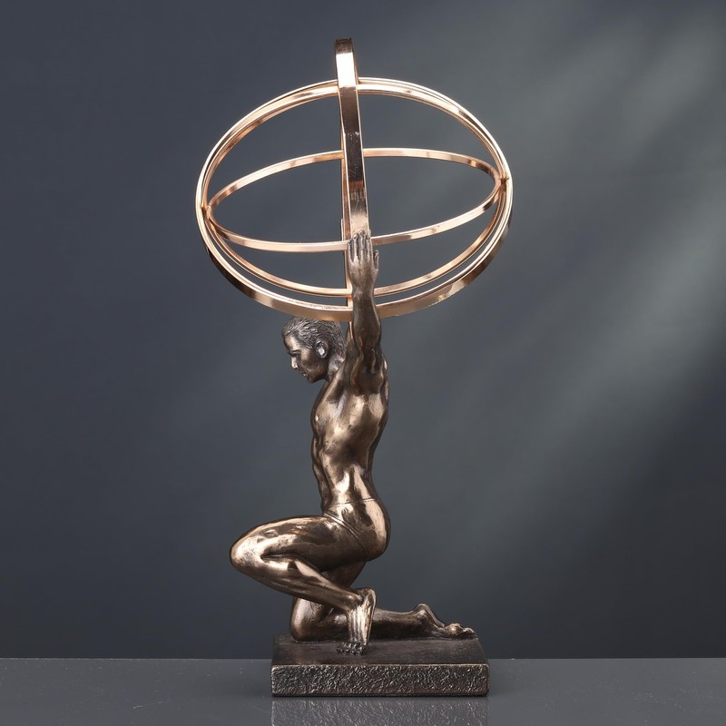 Veronese Design 9 Inch Atlas Carrying Celestial Sphere Statue Cold