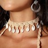 Coridy Boho Shell Choker Necklace for Women Khaki Handmade Adjustable