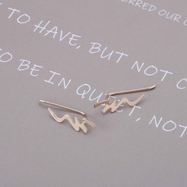 IRCOMULTI Minimalist Geometric Stud Earrings Wave Ear Climber Earrings Gold Ear Climber Crawler Earrings Geometric Climber Cuff Earrings Jewelry for Women