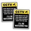 2 x 20cm Tall Funny CCTV Sign Vinyl Stickers -