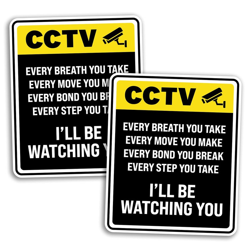 2 x 20cm Tall Funny CCTV Sign Vinyl Stickers -