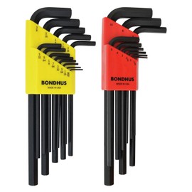 Bondhus 22199 Llave hexagonal en L DoublePK, longitud larga, 12137 .050-3/8 pulgadas y 12199 1.5-10 mm