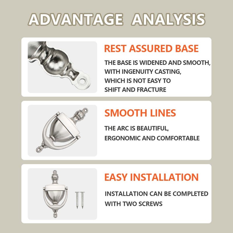 SANATO Nickel Door Knocker Hardware Door Knockers for Front Door,