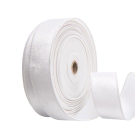 1.5Inch X 10 Yards Christmas Velvet Ribbon,1.5" Wide Wired Ribbon for Christmas Crafts Decoration, Wrapping (White, 1.5"-10 Yard)