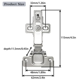 Pack of 4 Kitchen Cabinet Doors, Hinge, Kitchen Cupboard Door Hinges, Corner Stop, Standard Hinge, Inlay Hinge with Integrated Damping, Removable