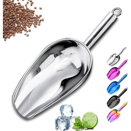 Metal Ice Scoop，Kitchen Ice Scooper for Ice Maker,Stainless Steel Small Ice Scooper for Freezer，Kitchen Gadgets Cookie Flour Pet Dog Food Scoop (Silver, 6 OZ)