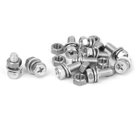TA-VIGOR M5 x 12mm Stainless Steel Hex Head Bolts Nuts Washers Set, Silver Tone Fastener Kit for DIY, Machinery Repair Equipment Assembly 3D Printing Projects, 10 Sets